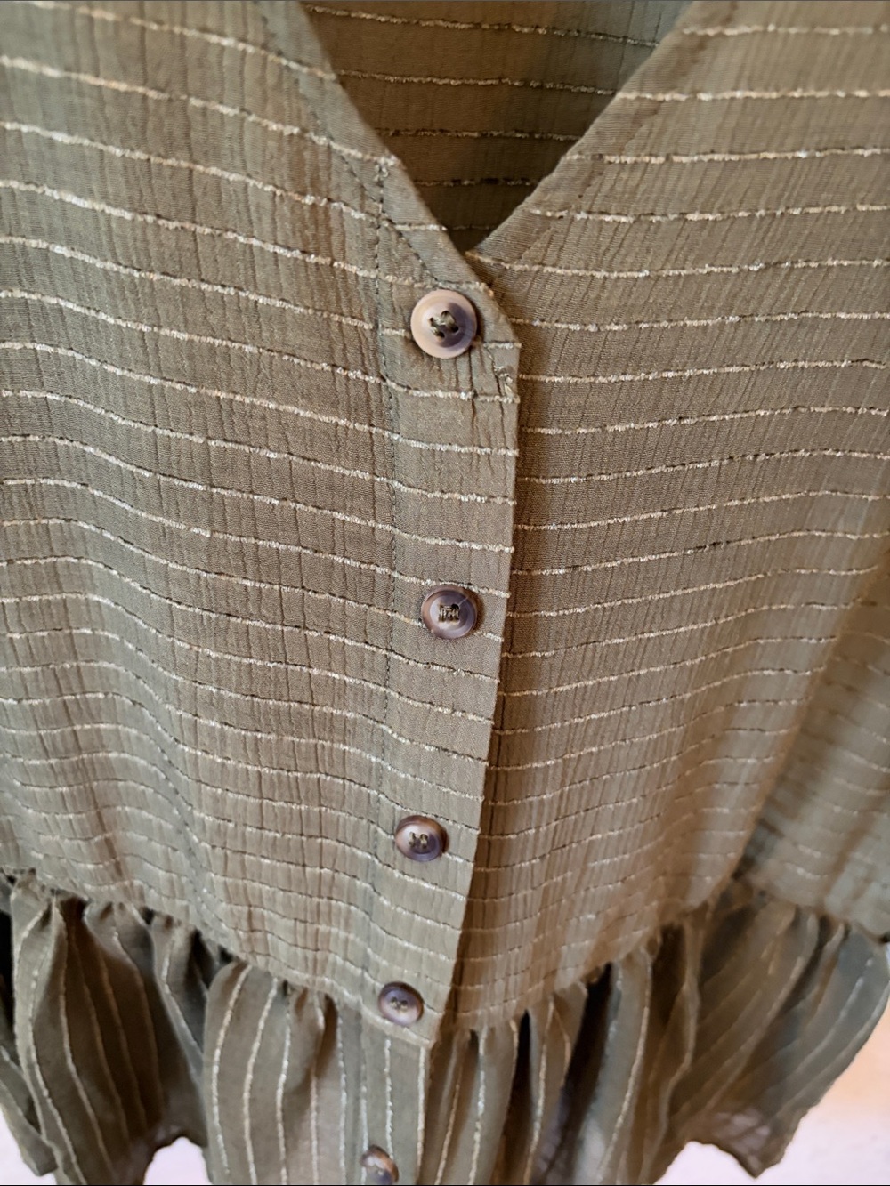 Blu Pepper Peplum Blouse in Olive Green - Picture 9 of 10